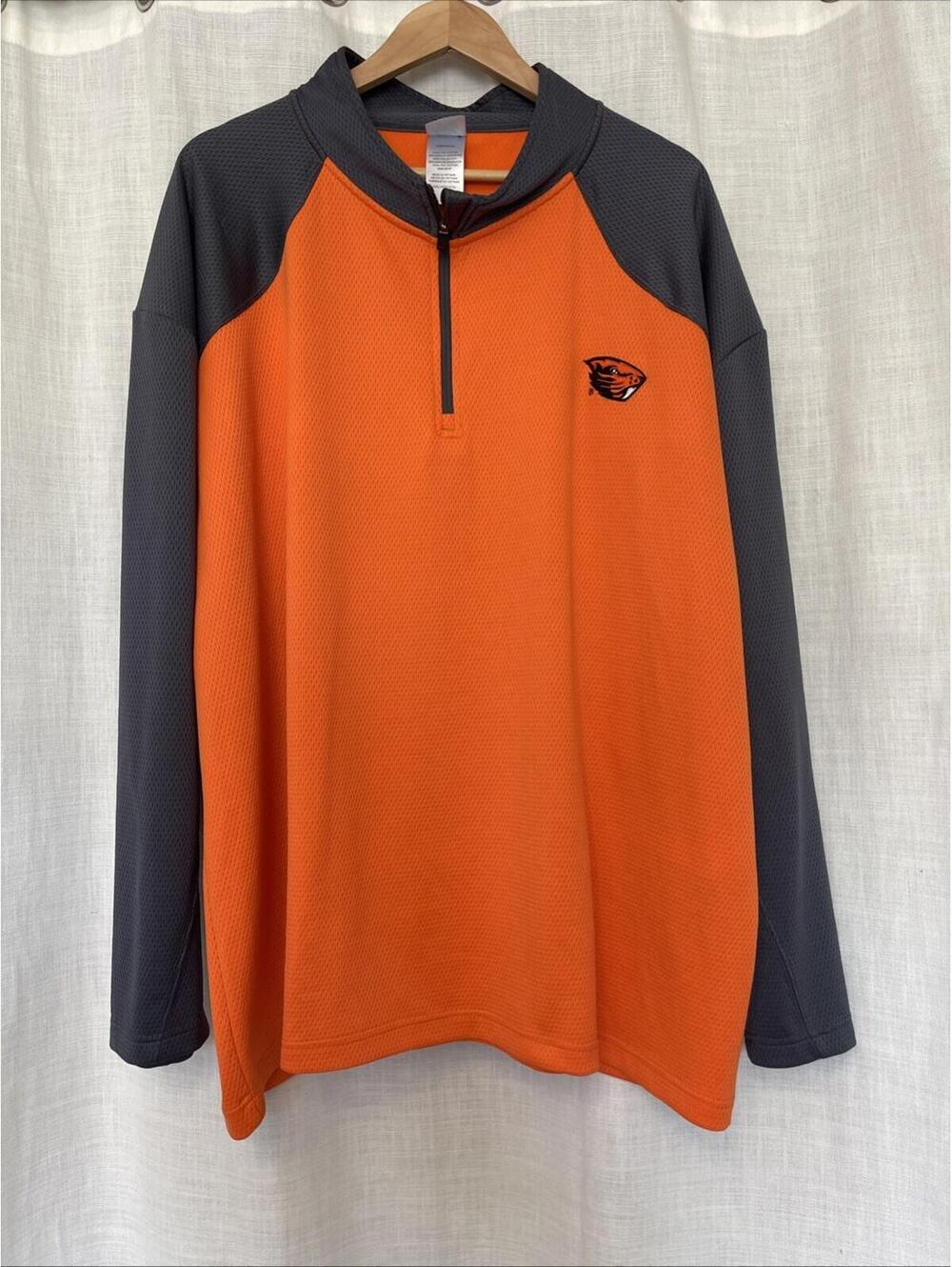 Oregon State Beavers Orange Grey Thermal Quarter Zip Pullover Size 4 Xl